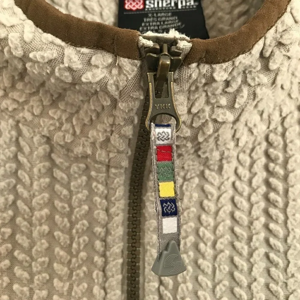 Sherpa Adventure Gear Full Zip Jacket XL Fleece Textured Oatmeal Gorpcore Nepal